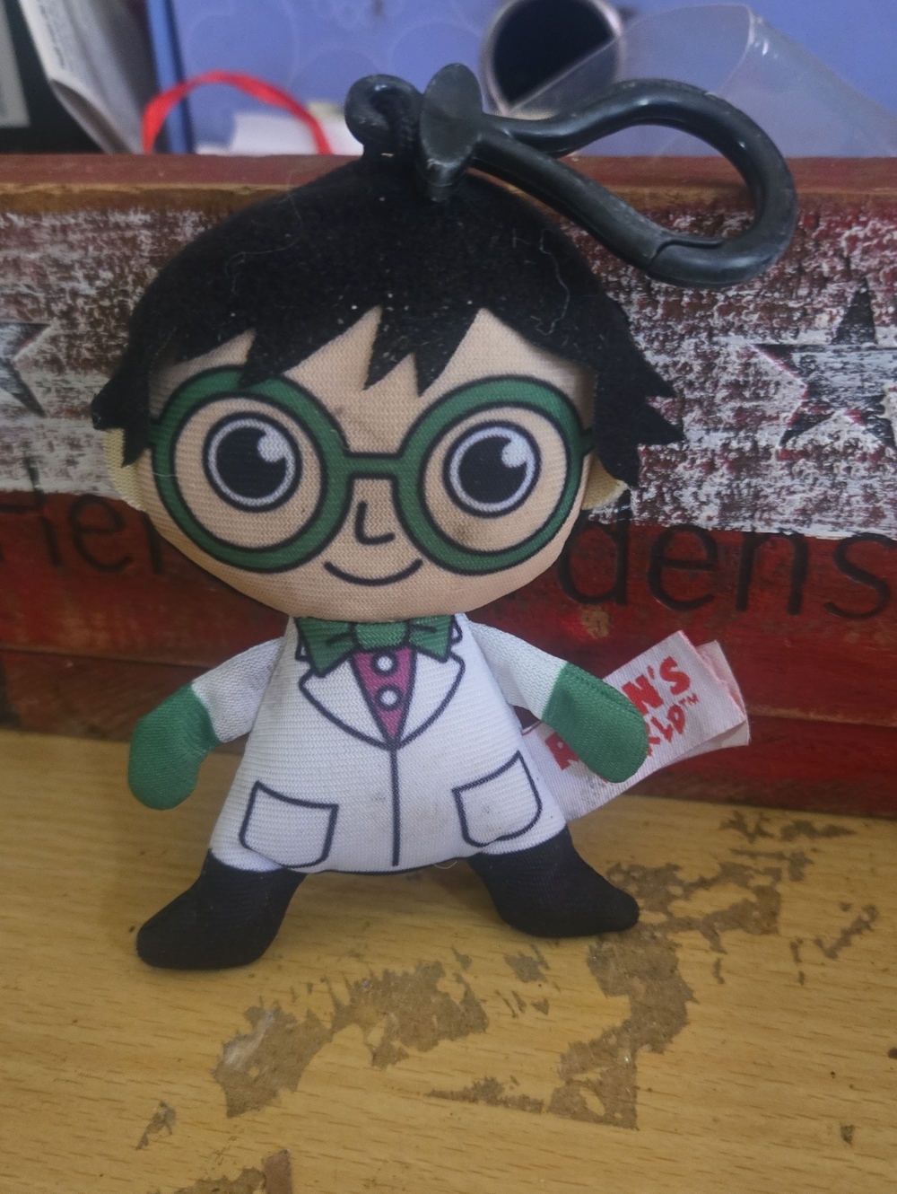 Ryan's World Scientist Plush Keychain Action Figure - Green & White